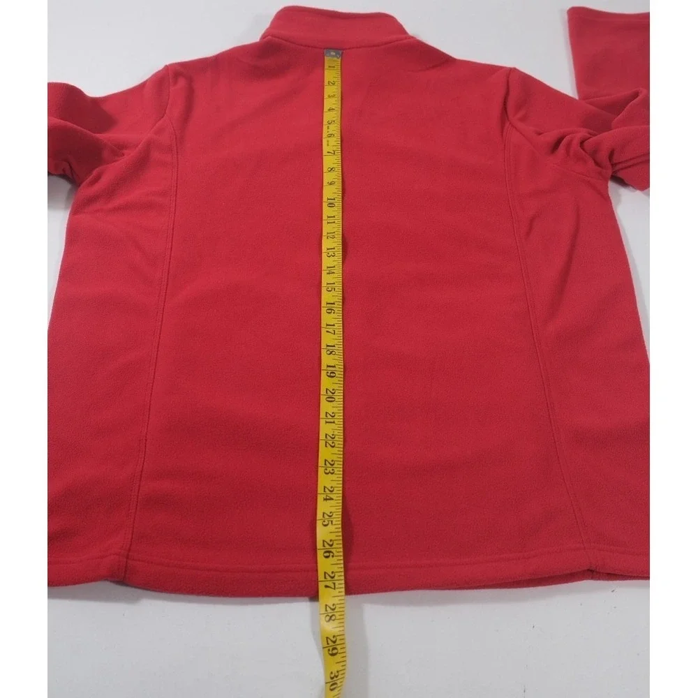 Lands' End Jacket Womens L Red Fleece Full Zip‎ Mock Neck Solid Pocket